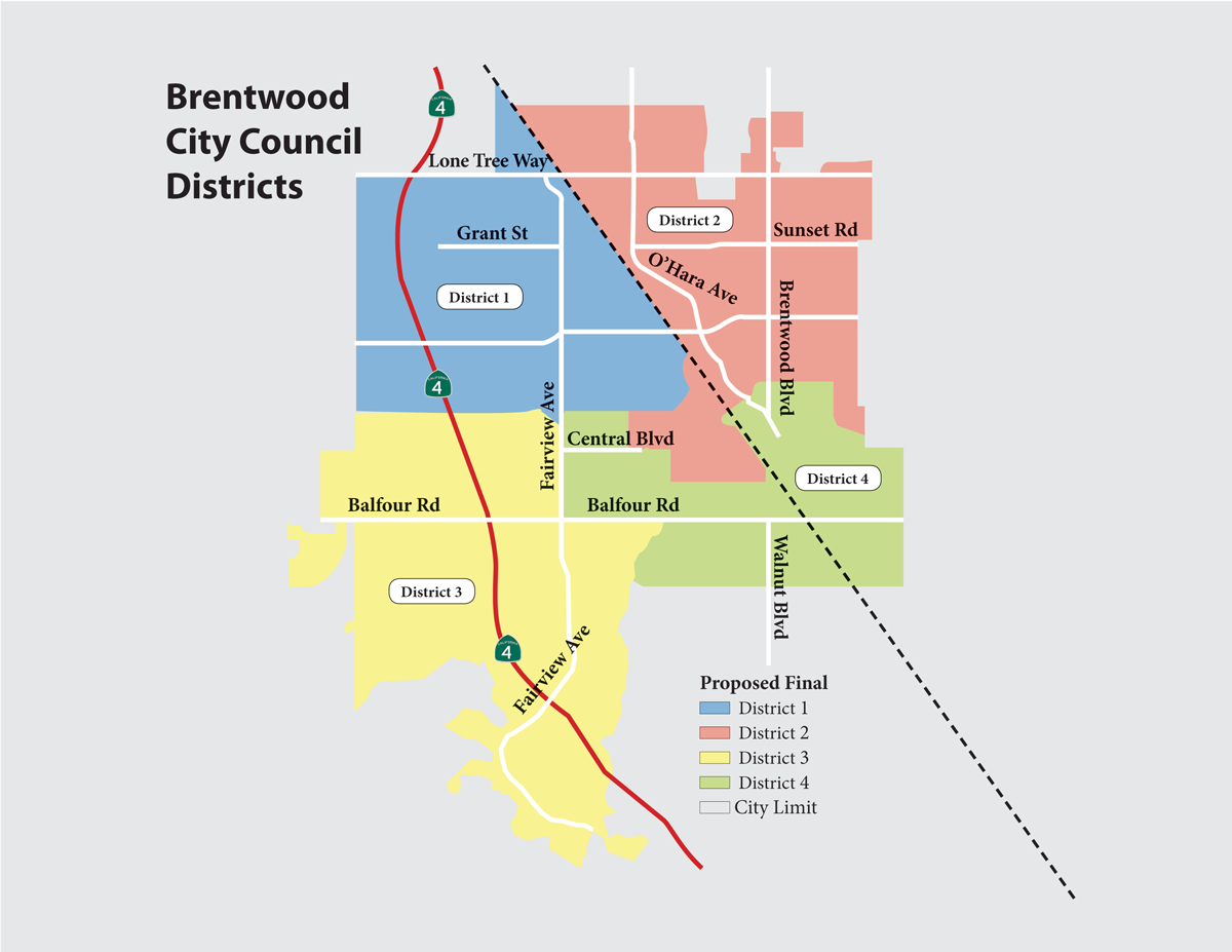 Brentwood City Council District Election Map